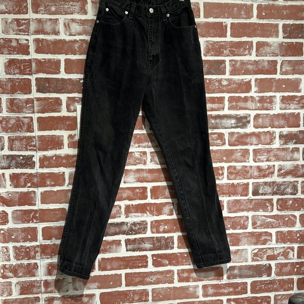 Vintage Jordache Womens Black Mom Jeans High Rise Straight Leg Size 7/8 90s